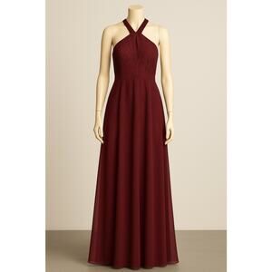 Christina Wu Celebration 22820 Mahogany Lace Bodice Chiffon Gown Size 12 Formal